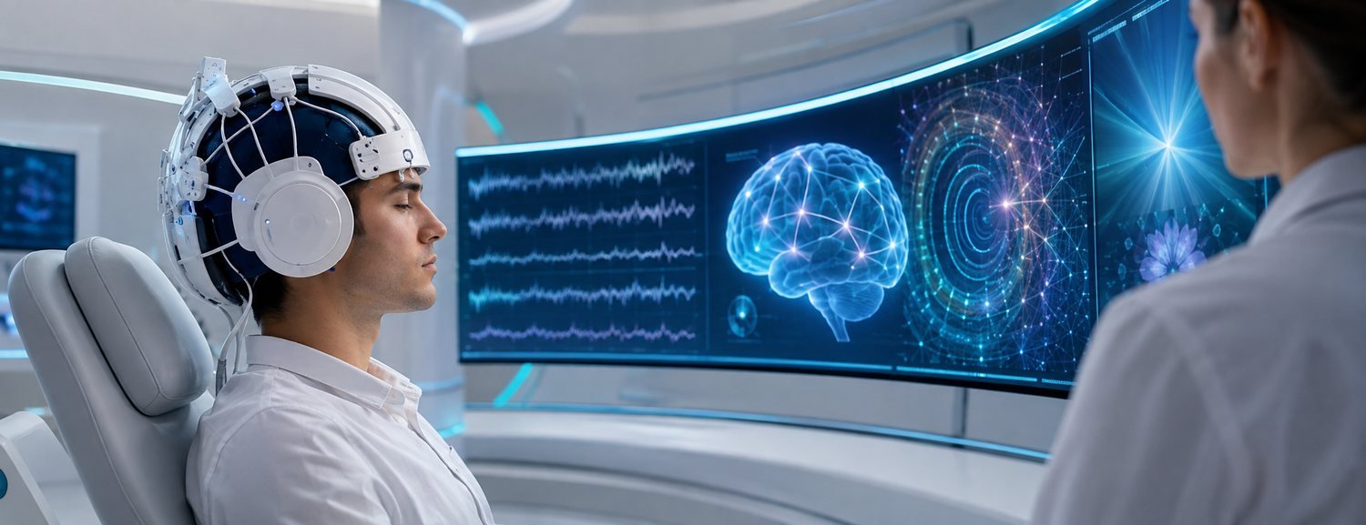Supervised neurofeedback session — concept